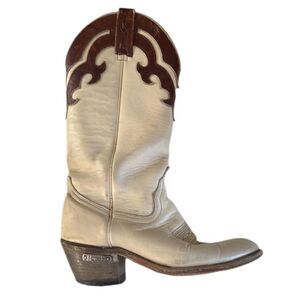Laredo Women’s Cowboy Boots Cream with brown trim Sz 7